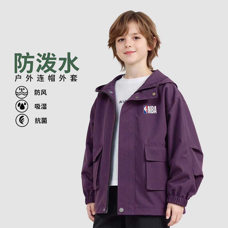 NBA联名款SOFTFIRE 青少年春秋男童休闲帅气户外上衣宽松连帽外套
