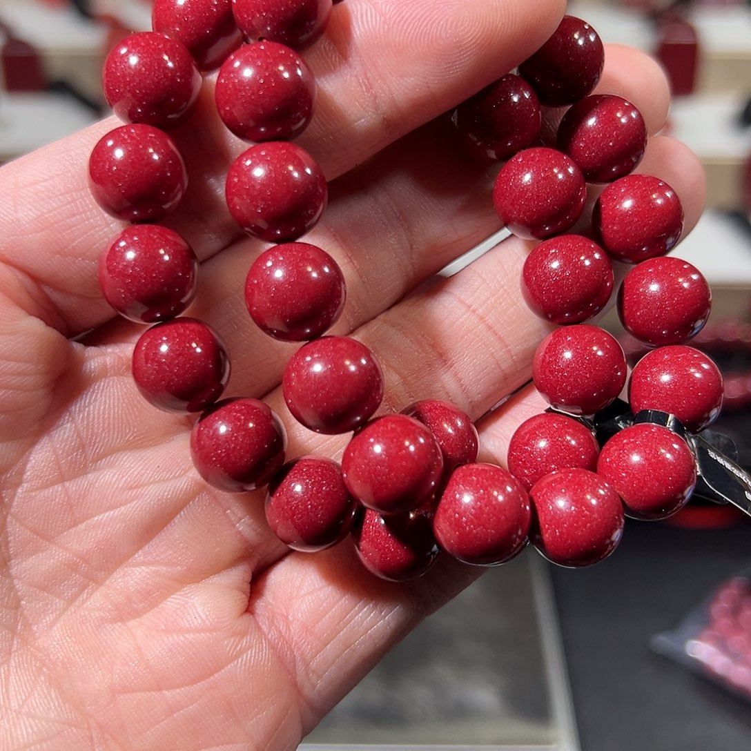 天然辰砂多样性发一条12mm紫金砂