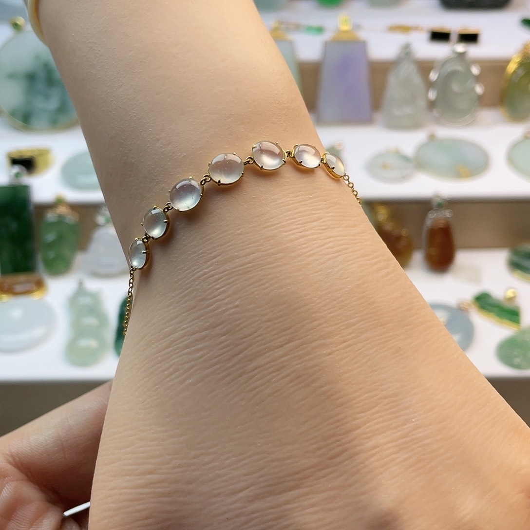 翡翠手链18K金镶嵌手链