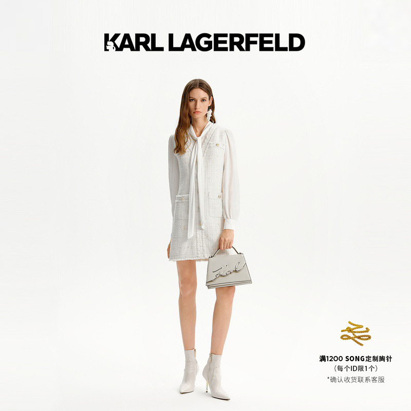 KARL LAGERFELD卡尔拉格斐2024秋拼接连衣裙老佛爷K26E1319