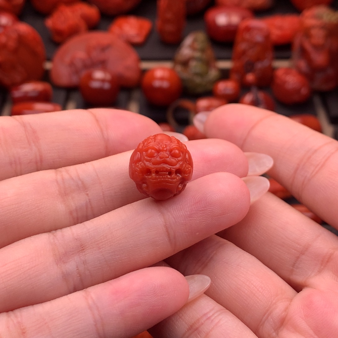 南红玛瑙保山精工雕刻貔貅珠14.5mm未镶嵌