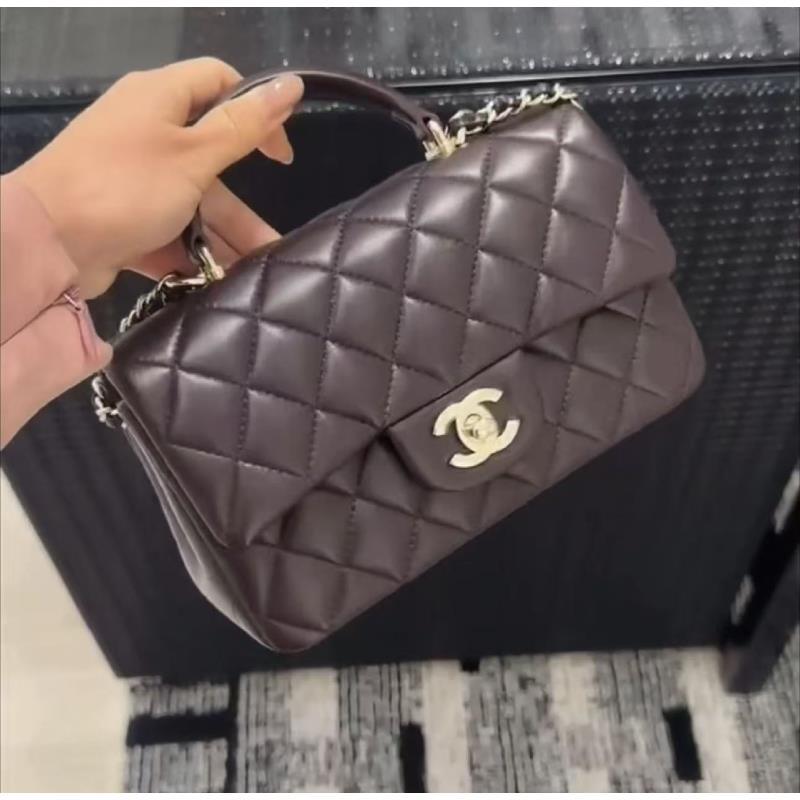95新 Chanel/香奈儿   展会外场！酒红色手柄大mini 20cm