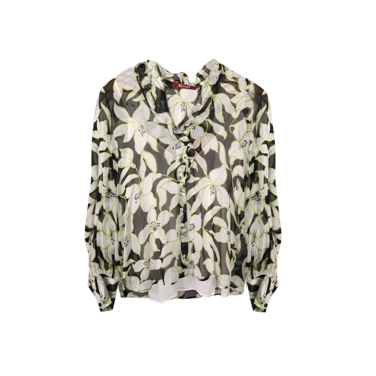 全新未使用 MaxMara Maxmara 绿色满印花长袖衬衫 40 10299968