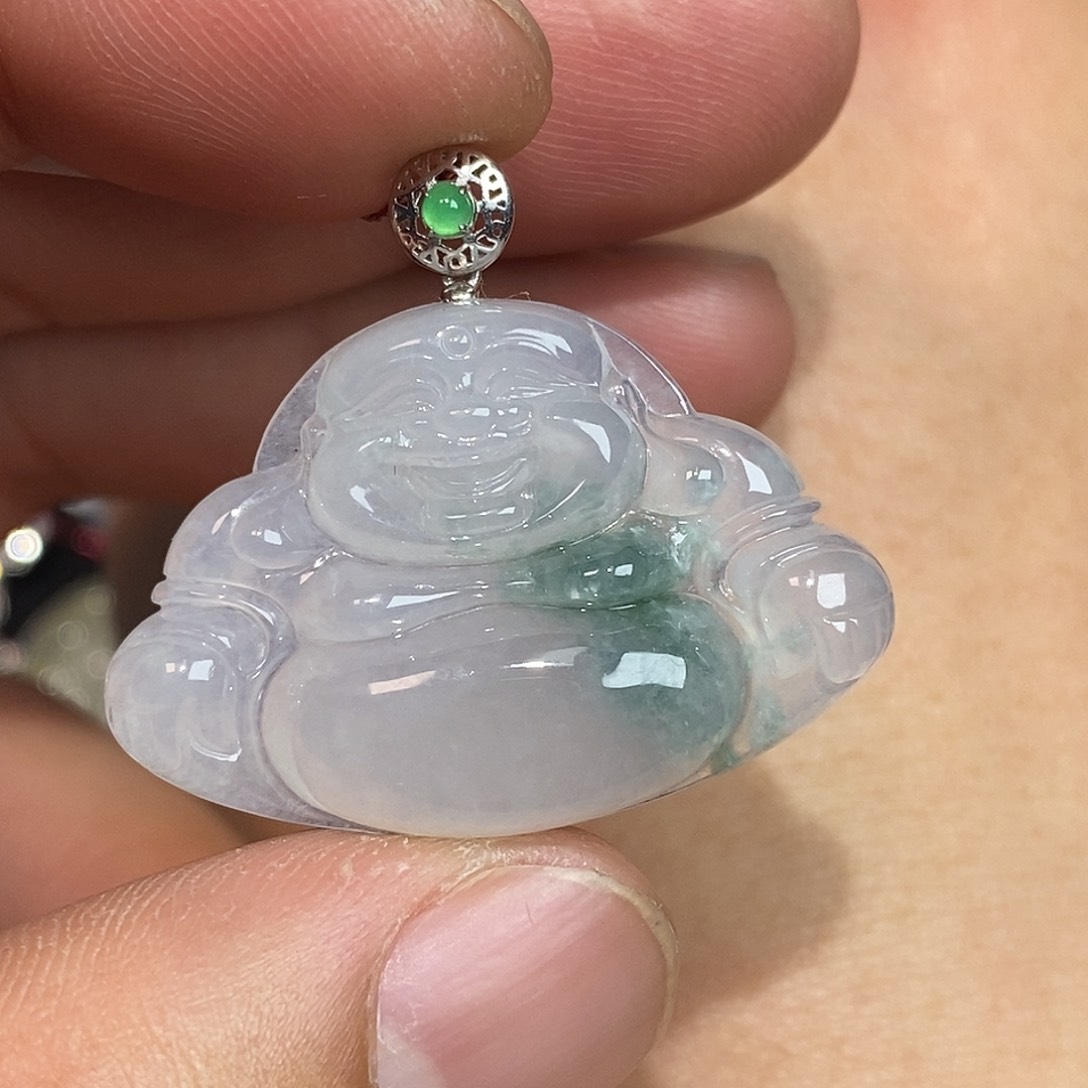 翡翠颈饰18K金镶嵌佛公