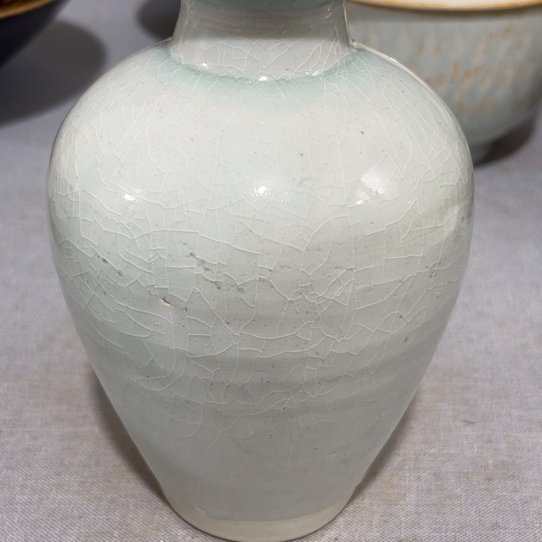 得***家陶摆件将乐窑青白釉小瓶