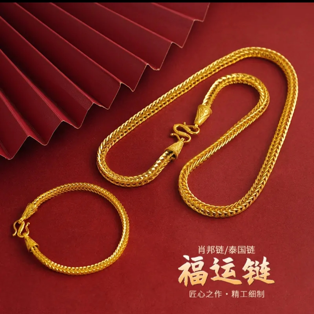 合金项链 【蛇骨项链】 福运项链百搭 时尚 潮流 金色 饰品 不掉色