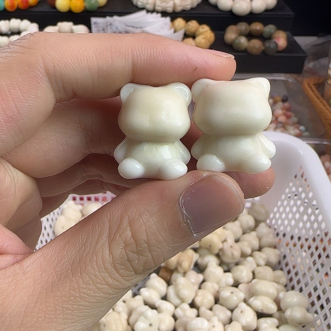 手串菩提根/象牙果微瑕疵白色胖熊6颗
