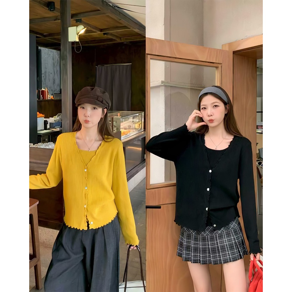 长2025秋大码韩系温柔风软糯假两件拼接针织衫显瘦毛衣外套69380