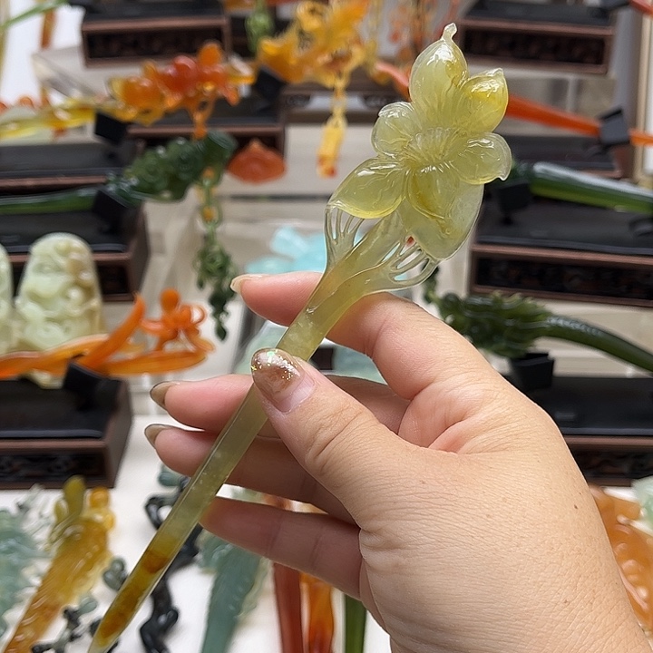 蛇纹石玉岫玉发簪未镶嵌