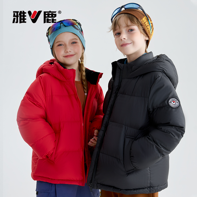 雅鹿童装冬季新款时尚休闲纯色连帽加厚三防中大童羽绒服【K-932】