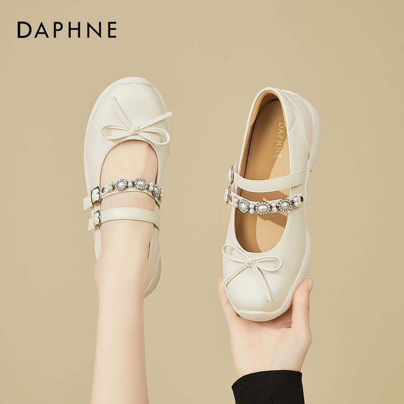 达芙妮气质单鞋2025春季新款优雅蝴蝶结玛丽珍鞋子仙女风芭蕾舞鞋