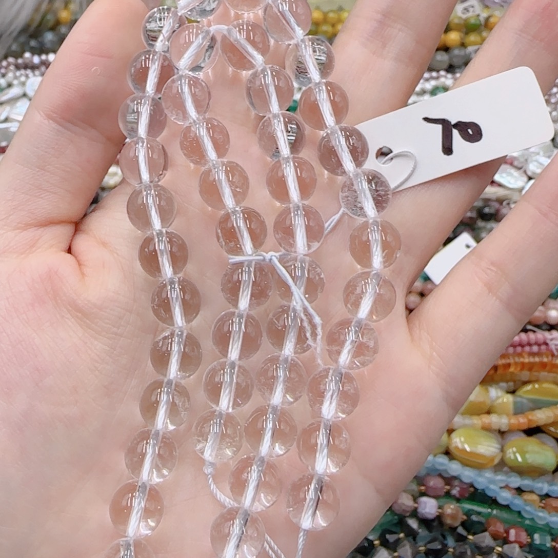 玛瑙/玉髓未镶嵌珠宝半成品巴西白水晶一条8-9特价