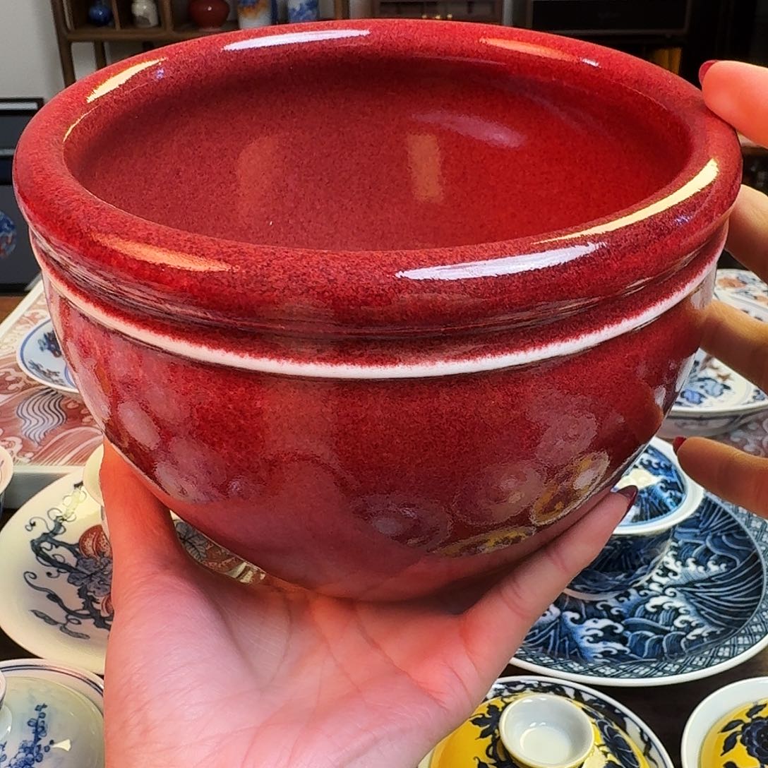 杯重工霁红水洗缸