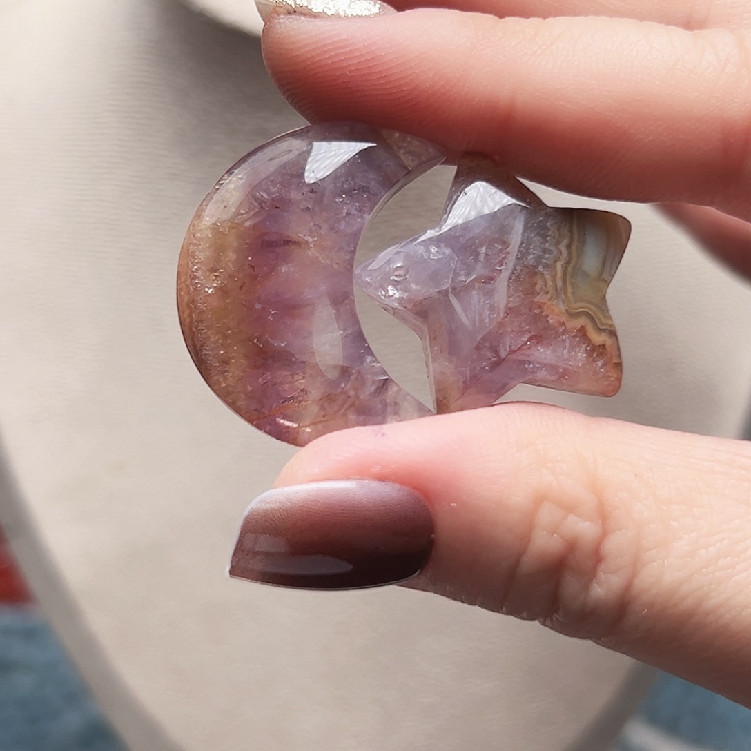 玛瑙/玉髓未镶嵌珠宝半成品t388星愿耳饰
