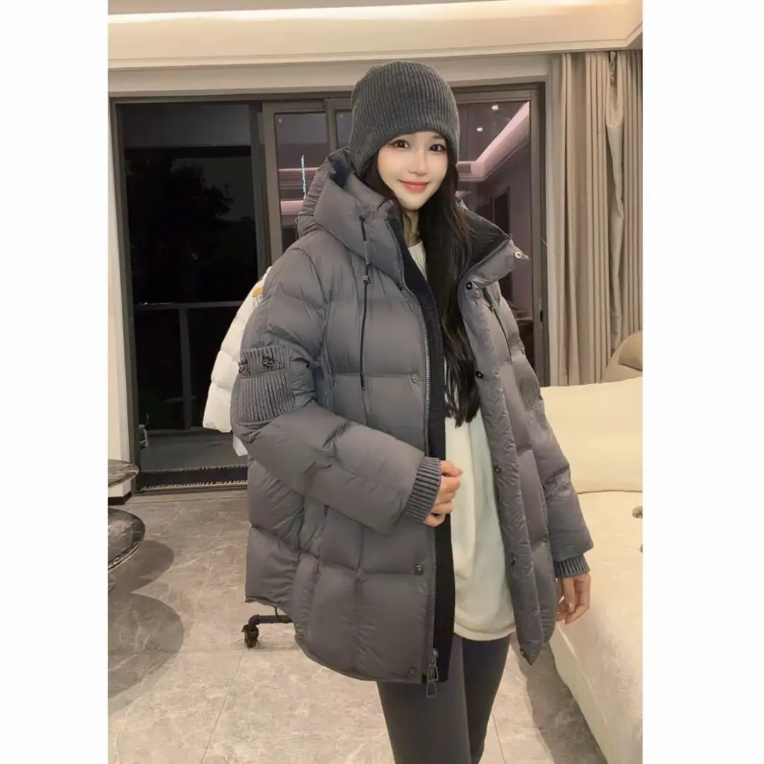 【90鹅绒】-顶奢高货2025女士时尚连帽一手长休闲加厚羽绒服