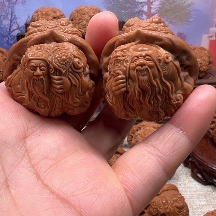 核桃把件蛤蟆头财神寿星
