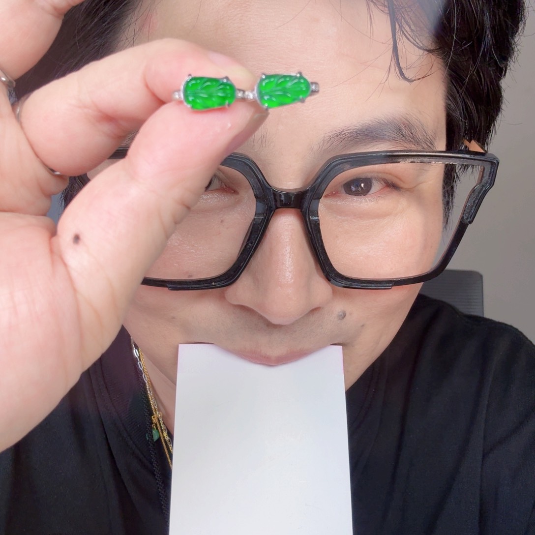 翡翠未镶嵌颈饰一对