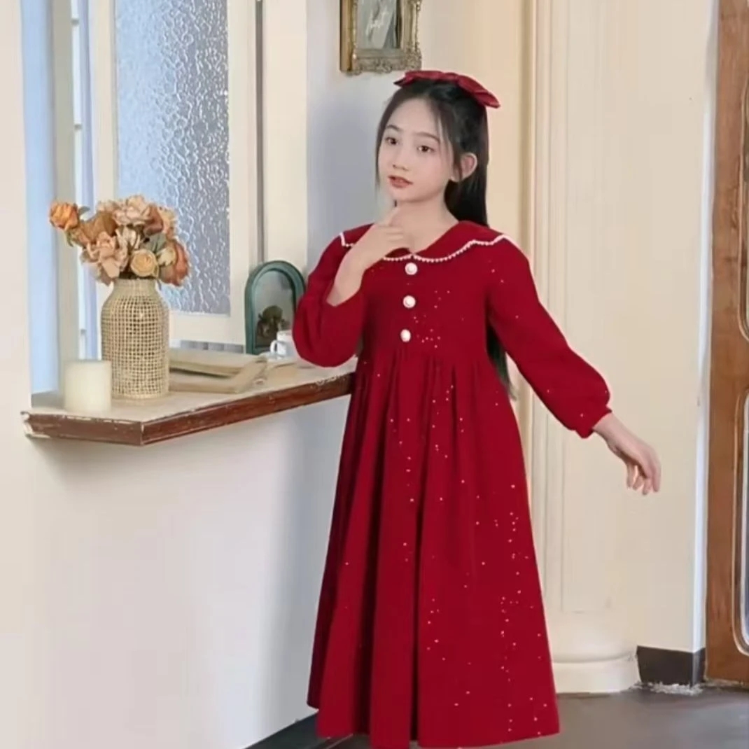 071女童正码丝绒长裙