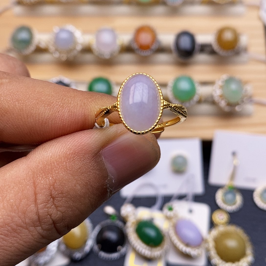 翡翠戒指银S925镶嵌/2186