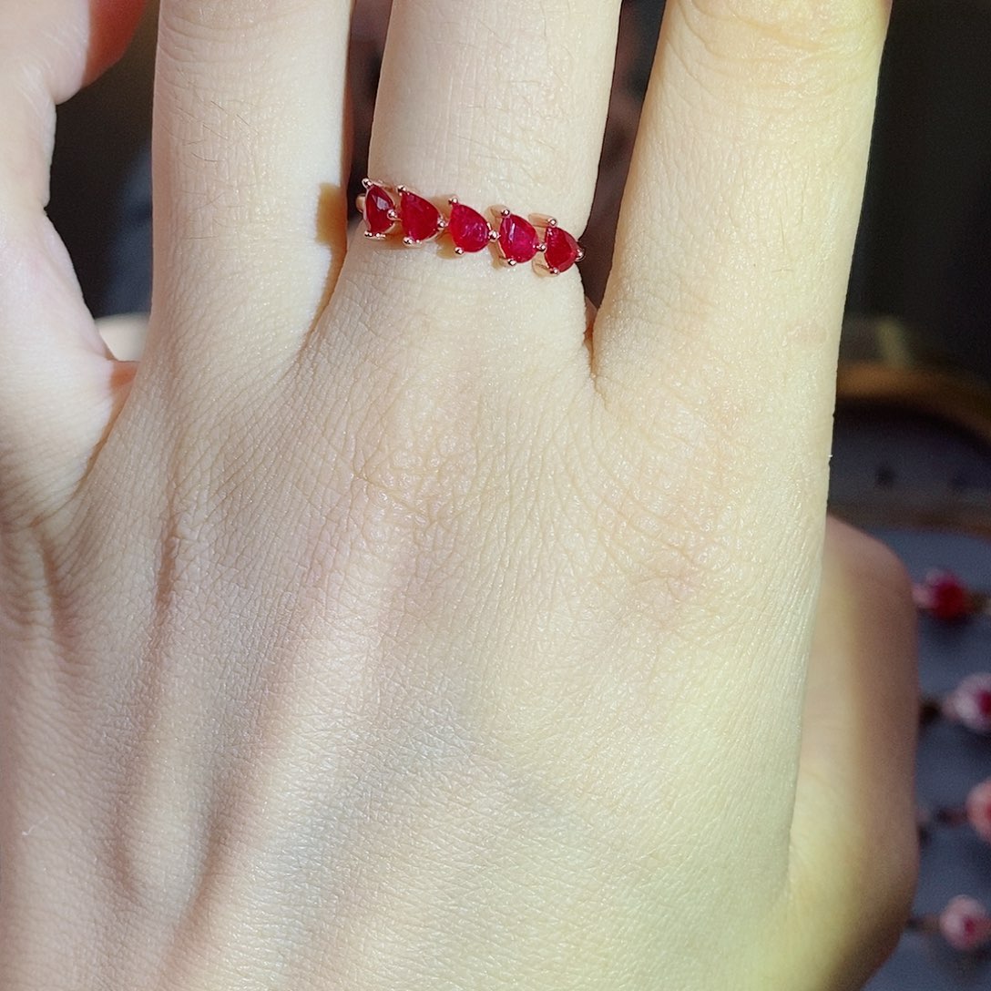 戒指红宝石银S925镶嵌