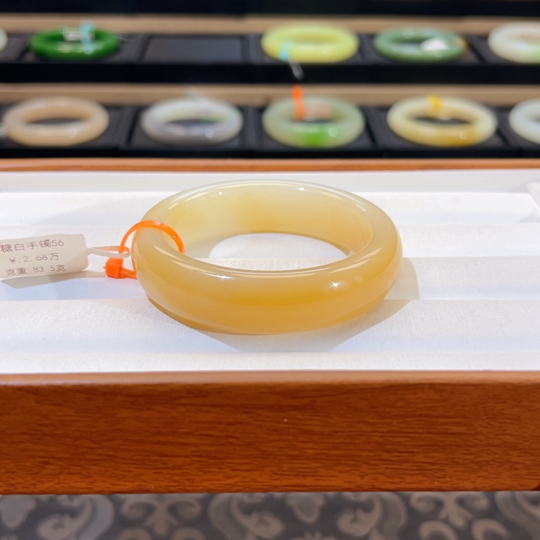 和田玉未镶嵌手镯  【糖白宽版】干净