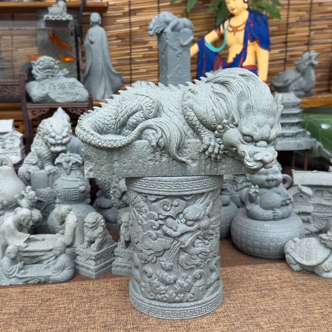 石材青砂石头朝右边流水镇水兽