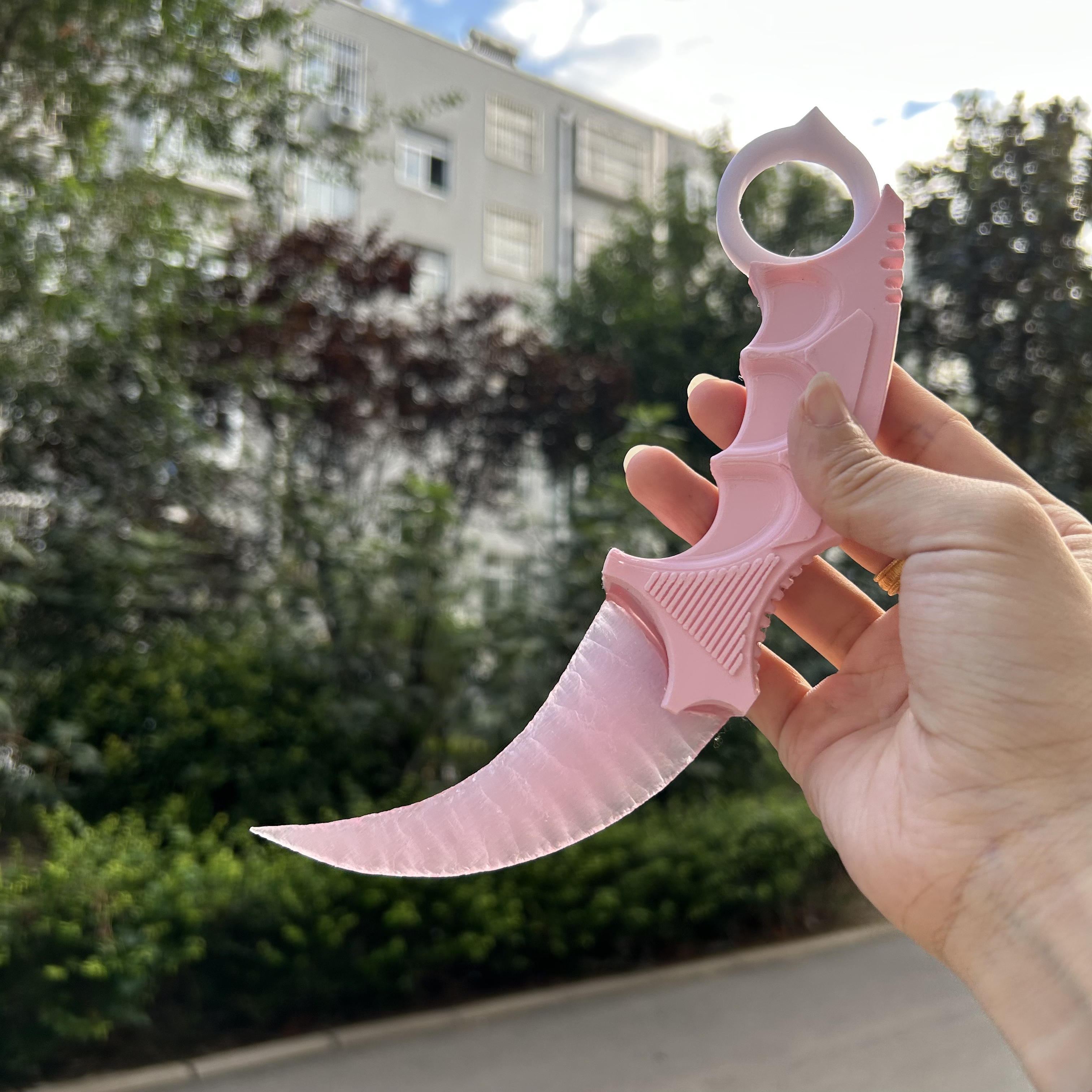 粉色猫眼石爪子刀csgo游戏武器一比一复刻3d打印手柄个性玩具礼品