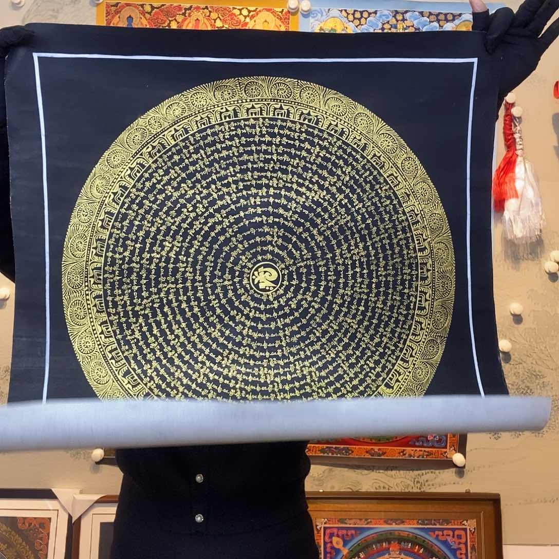 卷轴画纯手绘六字真言唐卡50尺