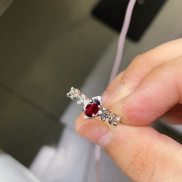 红宝石戒指银S925镶嵌