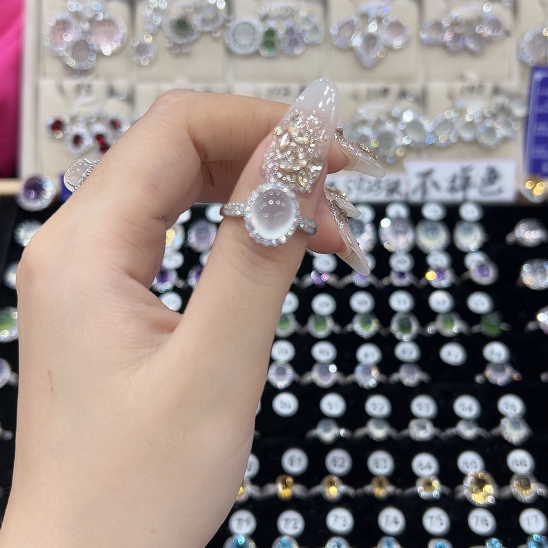 草***.蛇纹石玉银S925镶嵌戒指