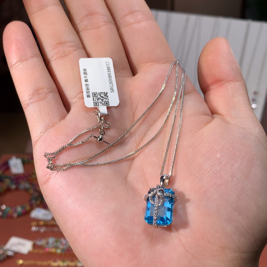 托帕石颈饰银S925镶嵌