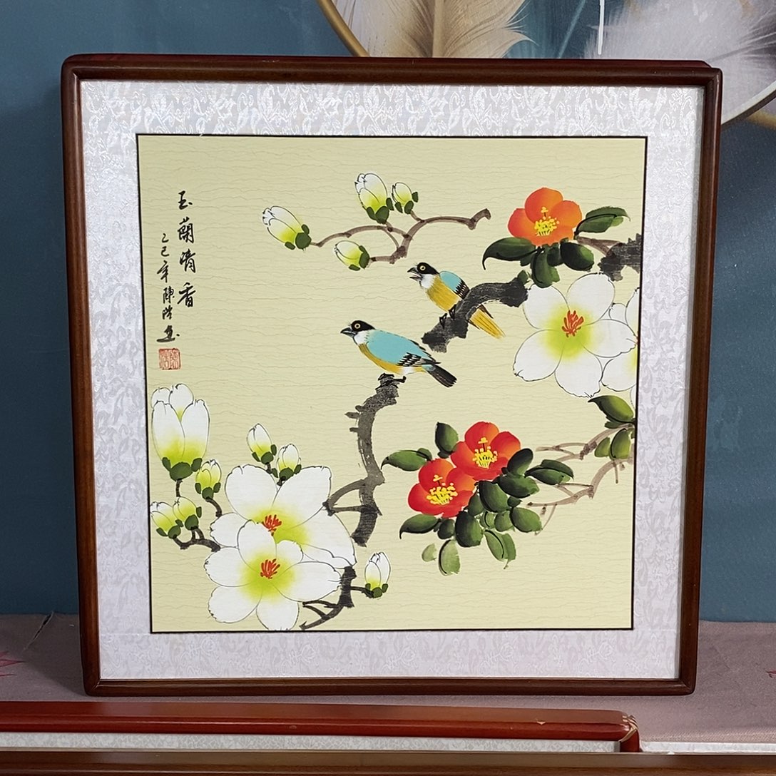国画带框尺寸62✖️62厘米手绘作品