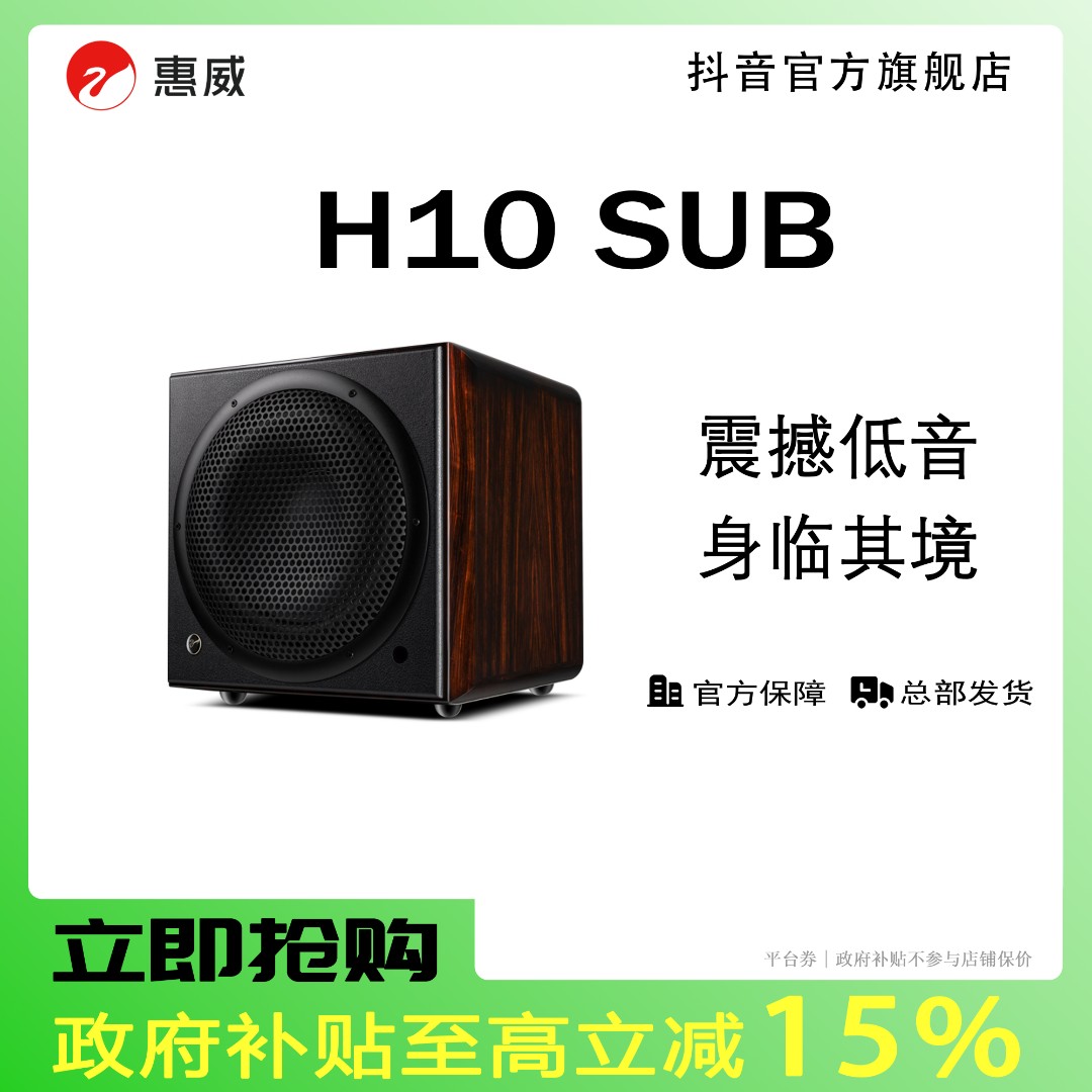 惠威H10 SUB 10英寸HiFi发烧震撼电脑音箱家用重低音低音炮
