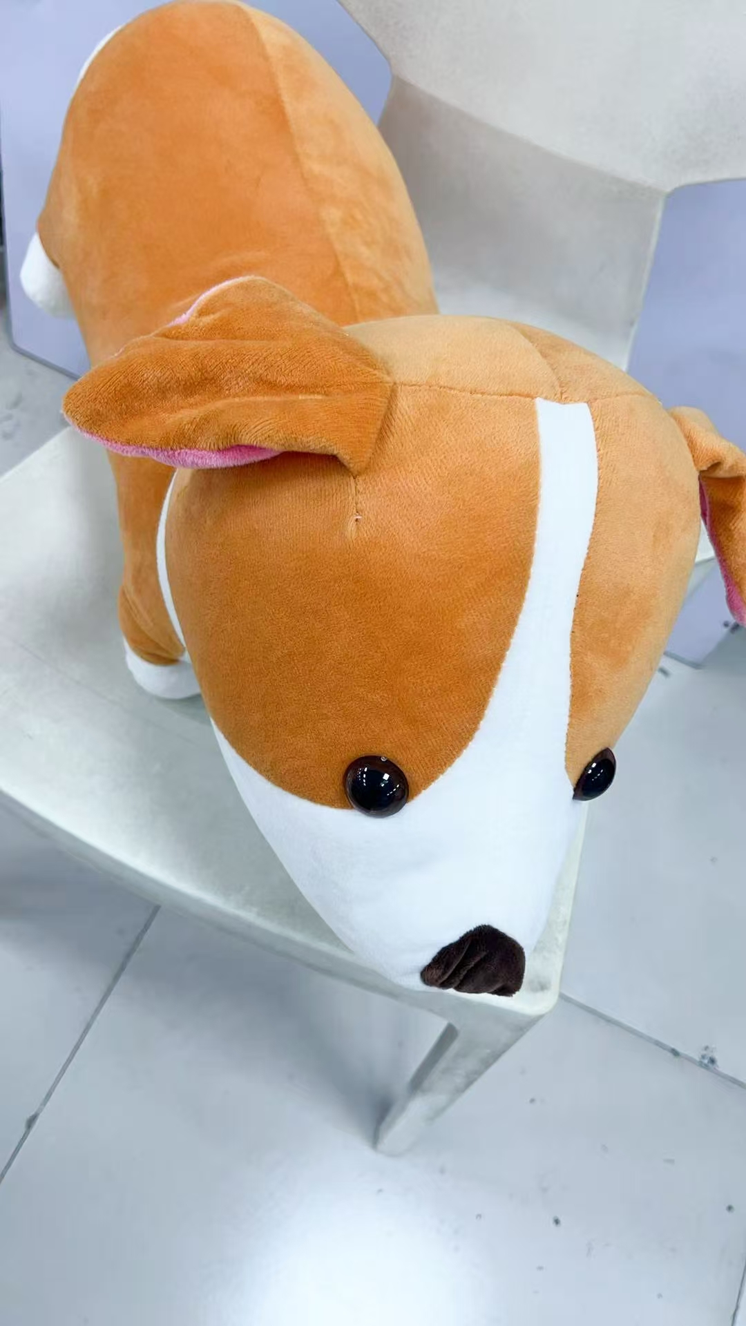 60厘米可爱柯基狗狗毛绒玩具玩偶超萌趴狗公仔抱枕