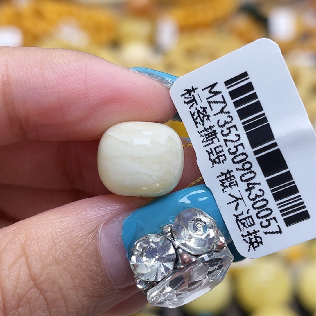 蜜蜡未镶嵌珠宝奇石11.2mm千层虎皮瓷白老型