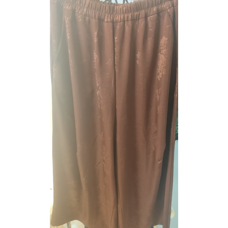 207小码中式复古优雅花色气质宽松阔腿裤