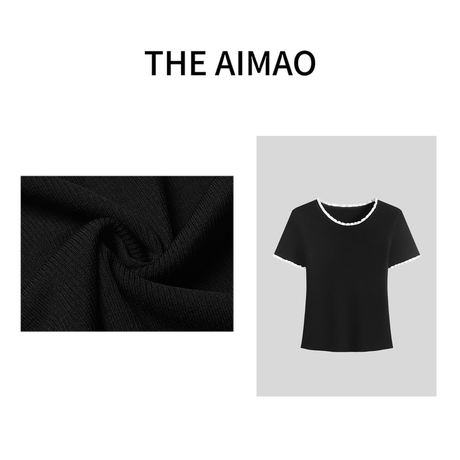 【THE AIMAO】华尔兹”环保再生纤维素混纺凉薄透气正肩短袖XYX82172