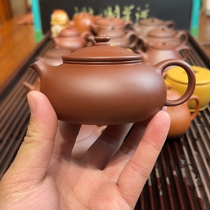 紫砂茶壶原矿紫泥寒江200cc