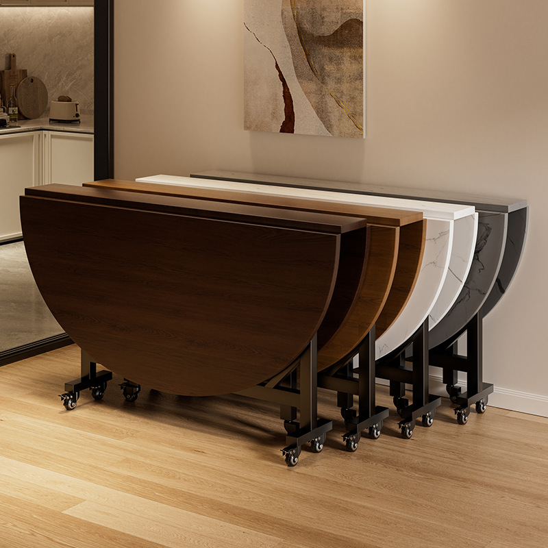 家用折叠桌出租屋折叠餐桌转盘大桌子可折叠圆桌餐椅圆形饭桌批发