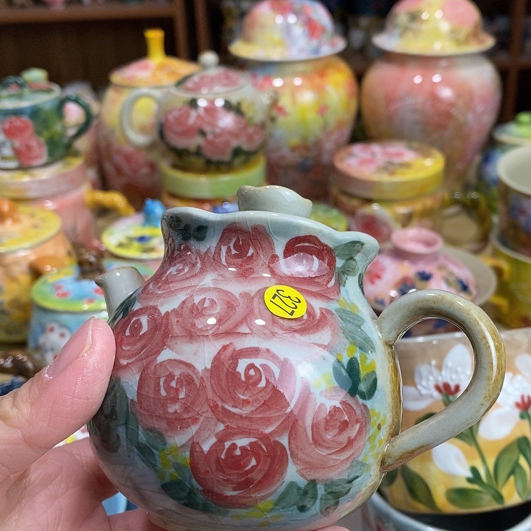 瓷片新年快乐手绘陶瓷