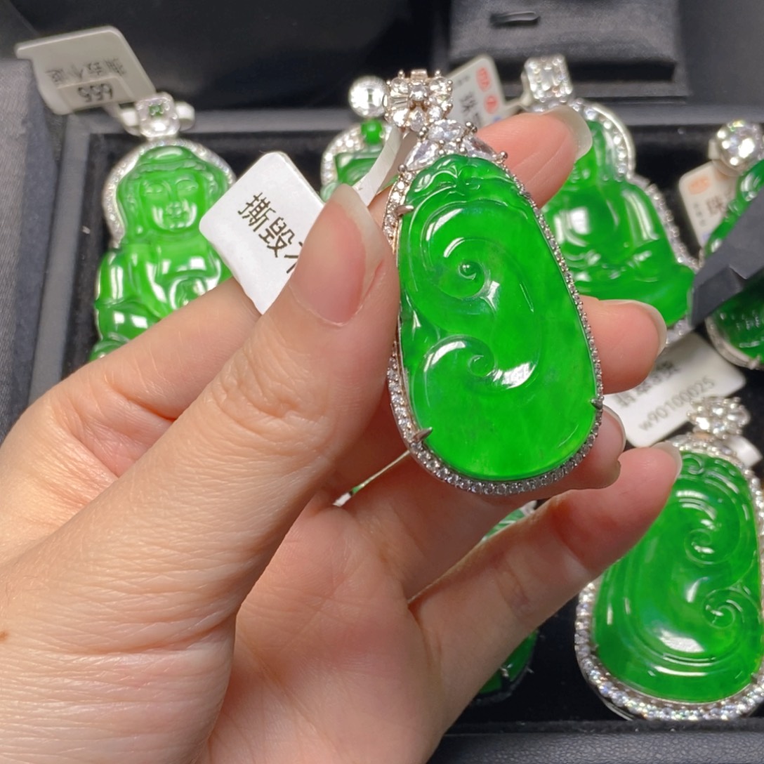 翡翠银S925镶嵌吊坠(不含链)