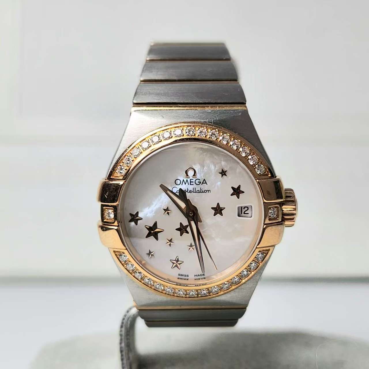 99新 Omega/欧米茄 星座系列/间金18K玫瑰金/全套/表径27mm/女款