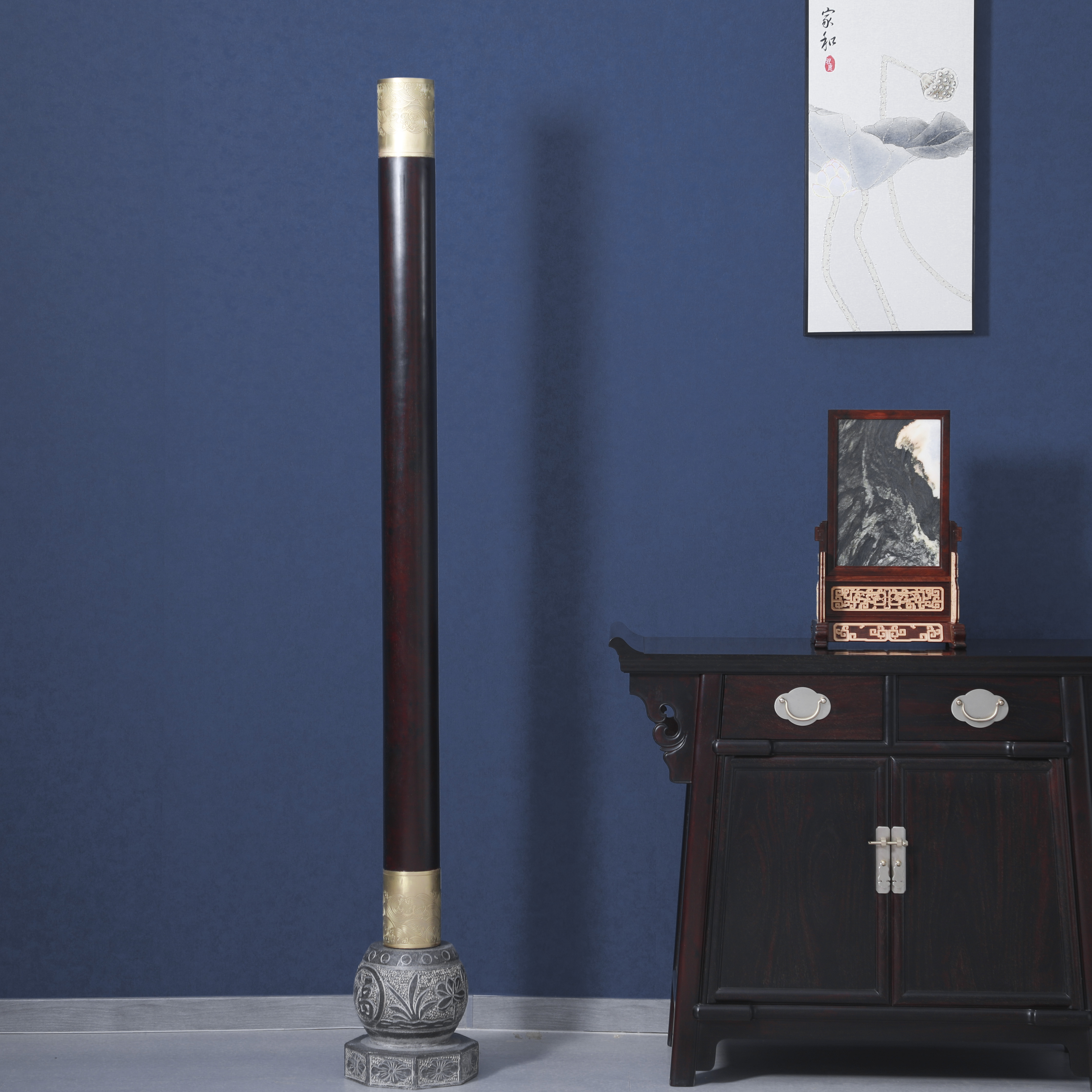 【檀锦阁木业】孤品-风水柱-血檀-C7