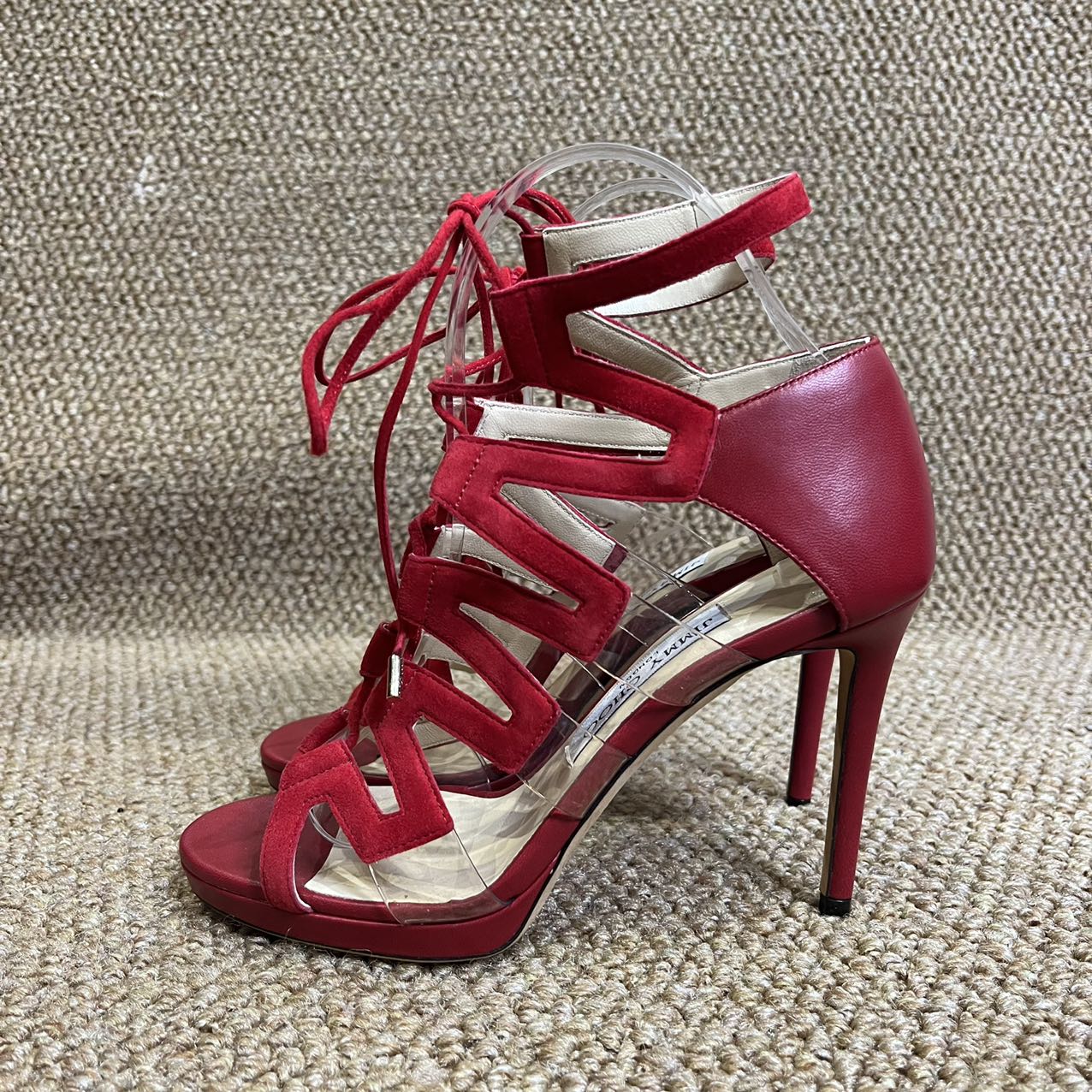 99新 JIMMY CHOO/吉米周 红色高跟鞋/36码/跟高10cm/LZ1223X999