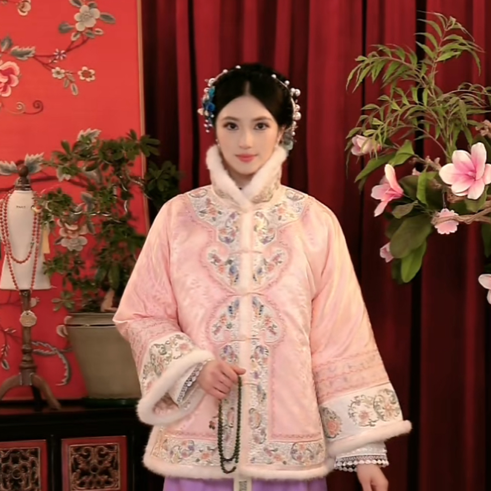 【煜秀堂】“桃夭”传统非遗中式重工刺绣重磅真丝棉服