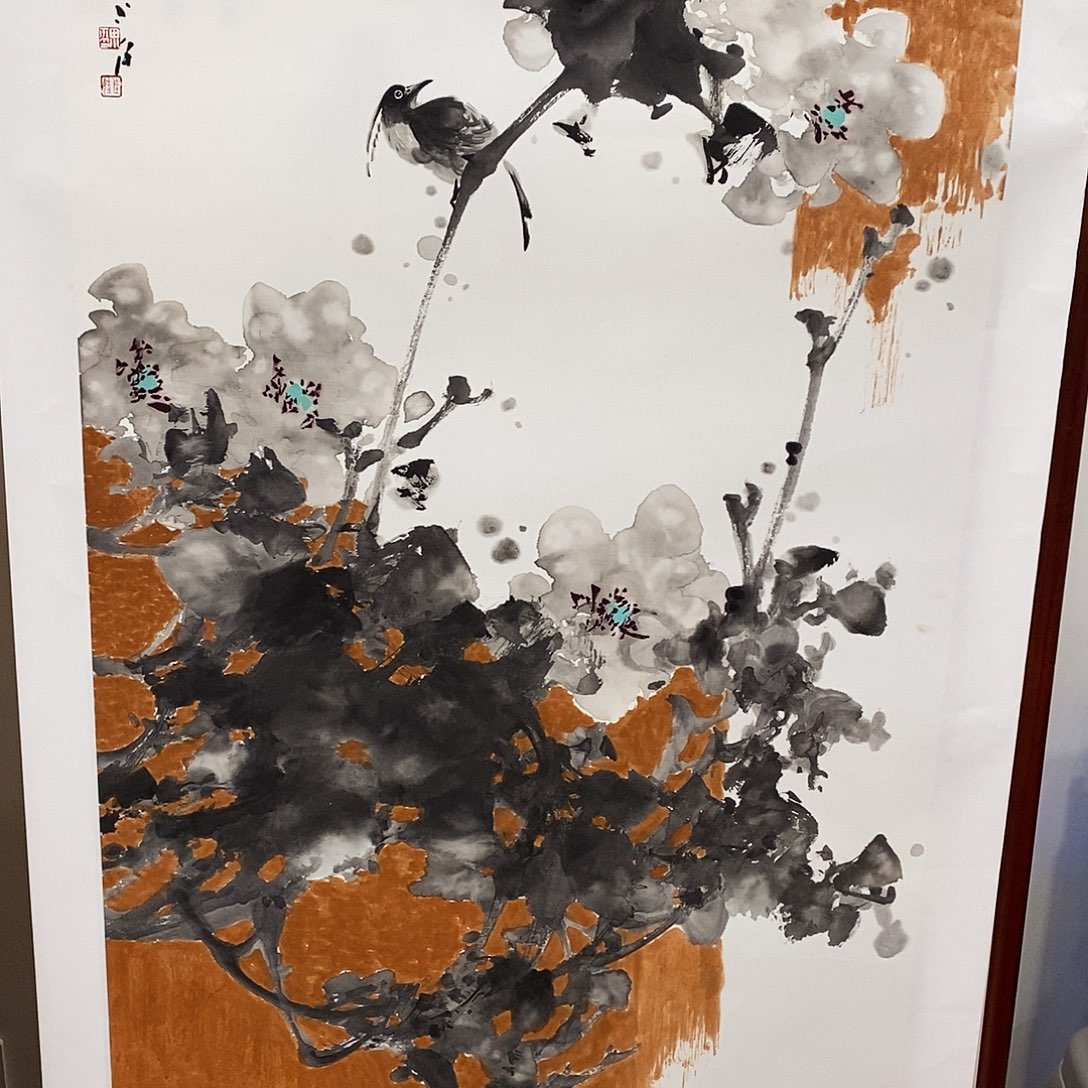 国画红木花香扑鼻清透自然