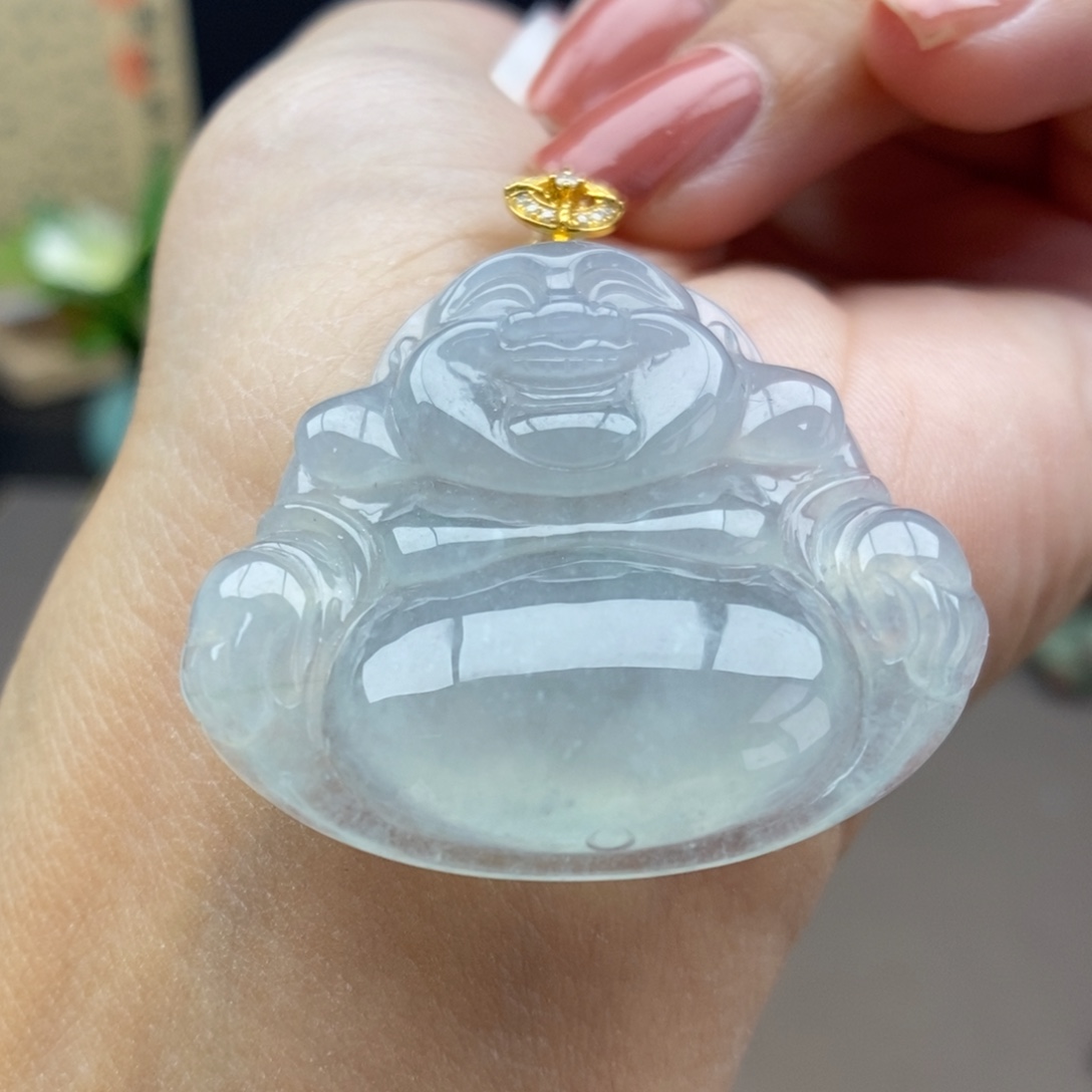 翡翠18K金镶嵌颈饰吊坠27