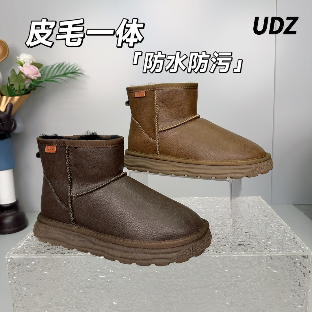  15 UDZ 免打理牛皮羊毛一体中筒防滑保暖雪地靴男 2025新款