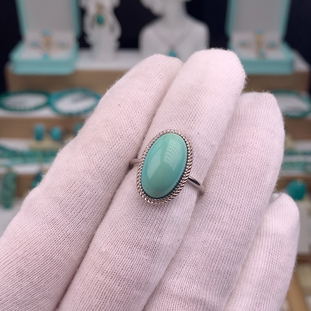 绿松石银S925镶嵌戒指