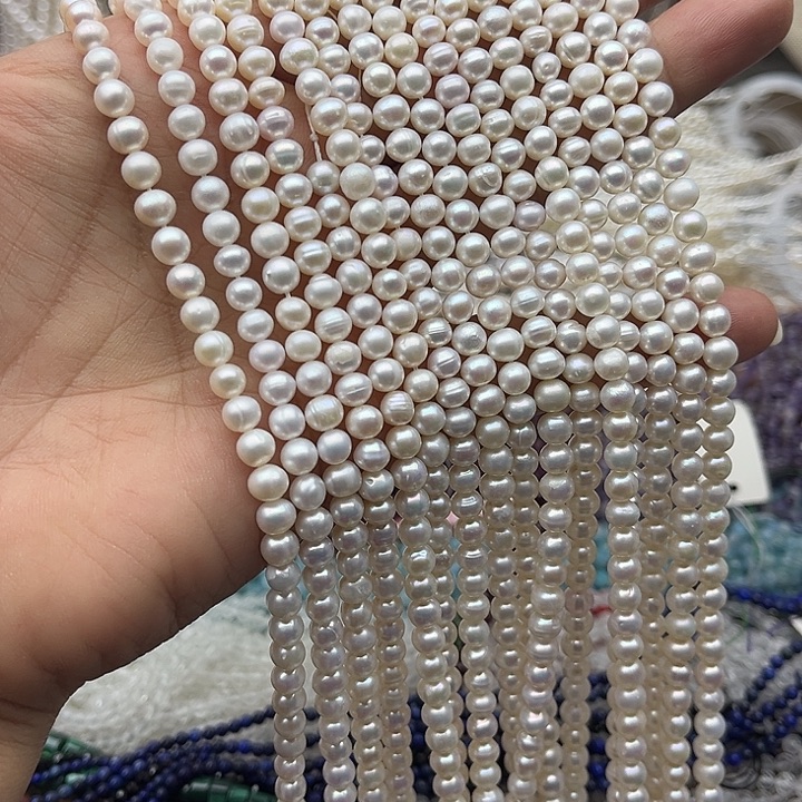 玛瑙/玉髓未镶嵌珠宝半成品一条5mm左右极光珍珠